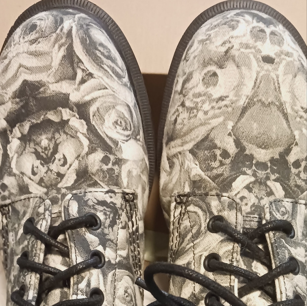 Dr. Martens Black and White Lace Up Boots - Picture 2 of 11